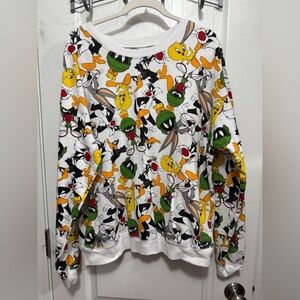 Looney‎ Tunes Crewneck Sweatshirt Unisex White XL colorful retro soft